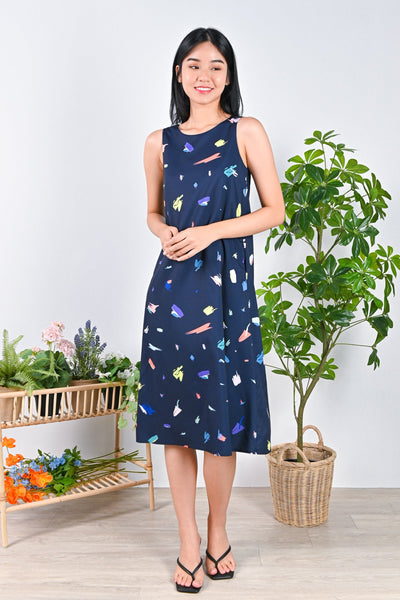 All Would Envy Dresses COLOUR JIGGLES NAVY TWO-WAY MIDI