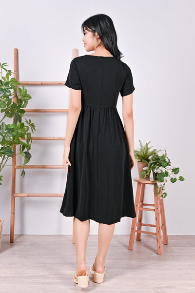 All Would Envy Dresses EILY FAUX-WRAP DRESS IN BLACK