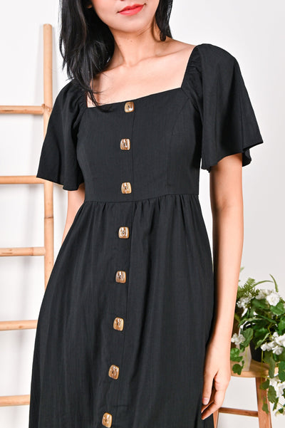 All Would Envy Dresses ESTEE SLEEVED BUTTON DRESS IN BLACK