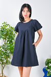 All Would Envy Dresses FAWN PUFF-SLEEVE DRESS IN NAVY