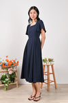 All Would Envy Dresses FILIDA SLEEVED PLEAT DRESS IN NAVY