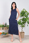 All Would Envy Dresses HEDDI CURVED LINES SLEEVELESS DRESS IN NAVY