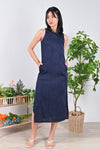 All Would Envy Dresses HEDDI CURVED LINES SLEEVELESS DRESS IN NAVY