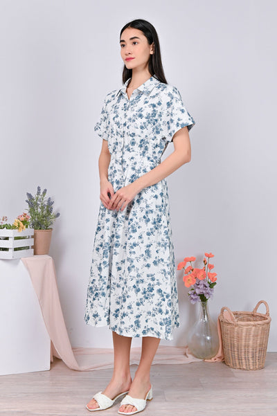 All Would Envy Dresses INGA FLORAL SHIRTDRESS IN BLUE