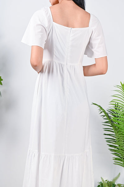 All Would Envy Dresses ISABELLE SWEETHEART MIDI DRESS IN WHITE