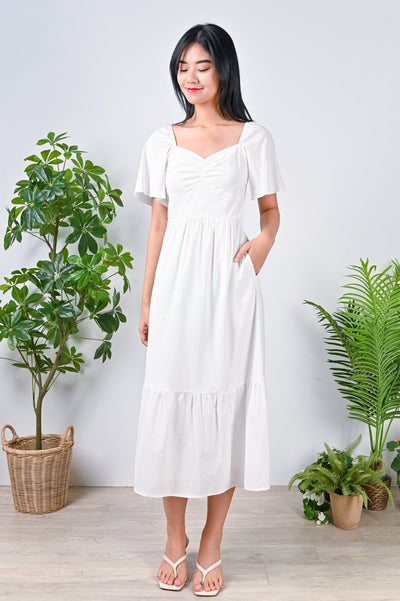 All Would Envy Dresses ISABELLE SWEETHEART MIDI DRESS IN WHITE