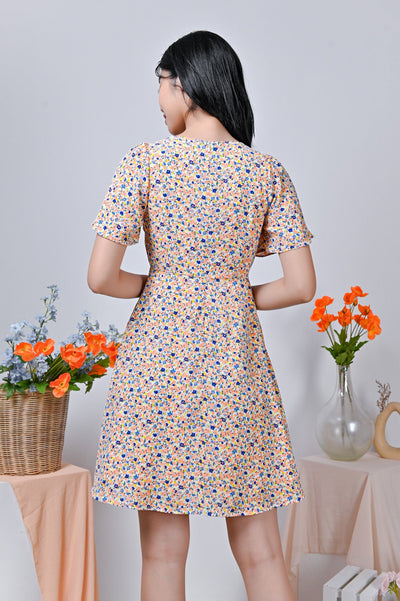 All Would Envy Dresses JOULU FLORAL BUTTON DRESS IN OFF-WHITE