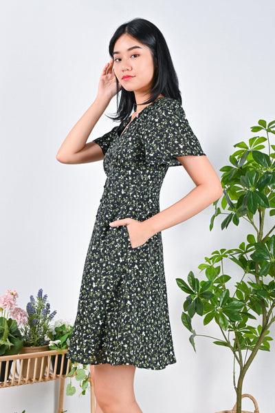 All Would Envy Dresses JOULU SLEEVED BUTTON DRESS IN BLACK
