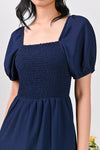 All Would Envy Dresses LARISA SMOCKED DRESS IN NAVY