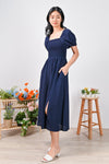 All Would Envy Dresses LARISA SMOCKED DRESS IN NAVY