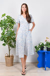 All Would Envy Dresses LAUREL SLEEVED BUTTON DRESS IN BLUE