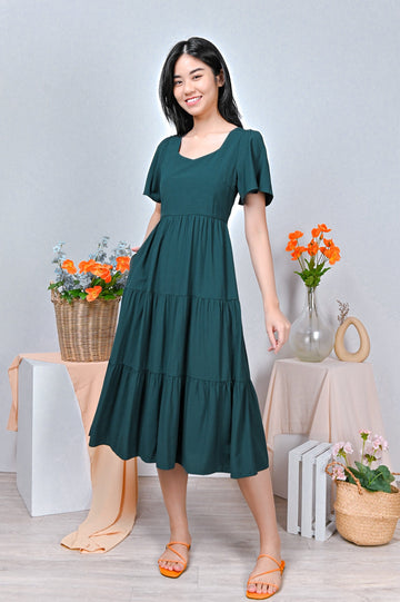 All Would Envy Dresses LENNE SWEETHEART TIERED DRESS IN GREEN