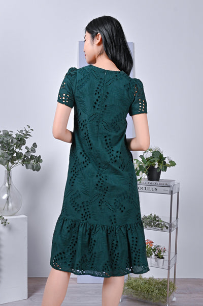 All Would Envy Dresses LIANA EYELET DRESS IN GREEN
