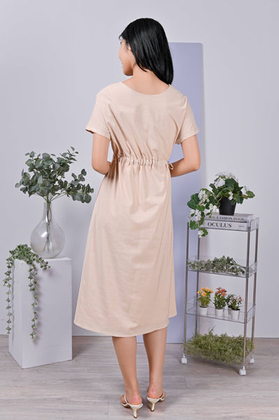 All Would Envy Dresses LOUISA DRAWSTRING DRESS IN SAND