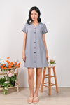 All Would Envy Dresses LYNNIE SLEEVED BUTTON DRESS IN GREY