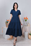 All Would Envy Dresses MARGARET TIERED DRESS IN NAVY POLKA