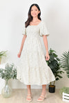 All Would Envy Dresses MICH PUFF-SLEEVE SMOCKED DRESS IN WHITE