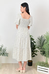 All Would Envy Dresses MICH PUFF-SLEEVE SMOCKED DRESS IN WHITE