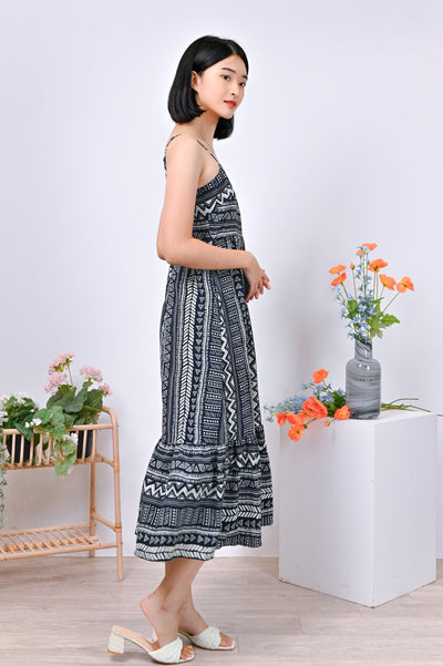 All Would Envy Dresses NALA AZTEC SPAG DRESS IN NAVY