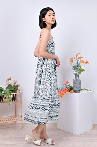 All Would Envy Dresses NALA AZTEC SPAG DRESS IN WHITE