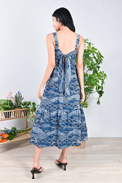 All Would Envy Dresses NAVY WAVE COLLAGE TIE-BACK DRESS