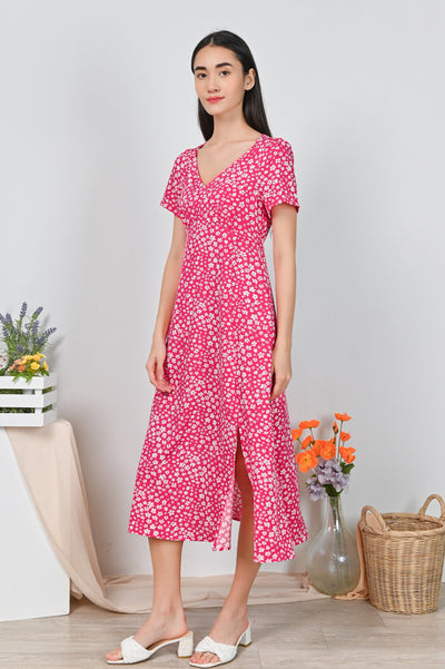 All Would Envy Dresses NEA FLORAL MIDI DRESS IN PINK