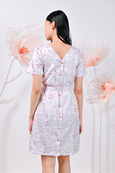 All Would Envy Dresses NOEMI FLORAL BUTTON DRESS IN PINK