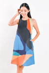 All Would Envy Dresses PAPER CUT-OUT PLEAT-BACK DRESS IN NAVY