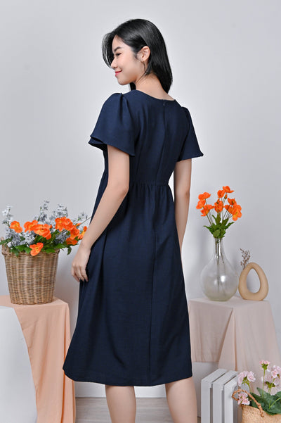 All Would Envy Dresses QUEREN SQUARE-NECK DRESS IN NAVY