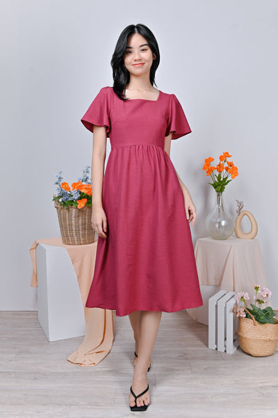 All Would Envy Dresses QUEREN SQUARE-NECK DRESS IN ROSE