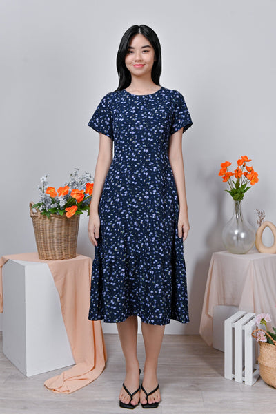 All Would Envy Dresses RASVEEN ROUND-NECK DRESS IN NAVY FLORAL