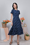 All Would Envy Dresses RASVEEN ROUND-NECK DRESS IN NAVY FLORAL