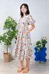 All Would Envy Dresses ROBUST FLORAL PUFF-SLEEVED MIDI DRESS
