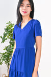 All Would Envy Dresses SENJA SLEEVED TIERED DRESS IN BLUE