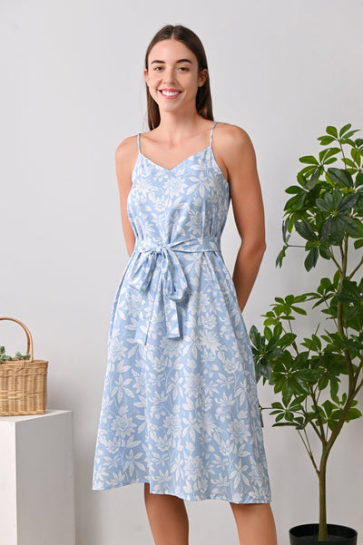 All Would Envy Dresses SHELBY BLUE FLORAL SPAG DRESS