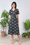 All Would Envy Dresses SHEMONA CUT-OUT DRESS IN BLACK FLORAL