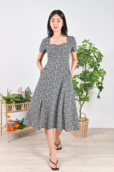 All Would Envy Dresses TAILA SWEETHEART DRESS IN BLACK FLORAL