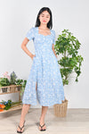 All Would Envy Dresses TAILA SWEETHEART DRESS IN BLUE LEAVES