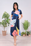 All Would Envy Dresses TROPICAL MADNESS SLEEVED MIDI IN NAVY
