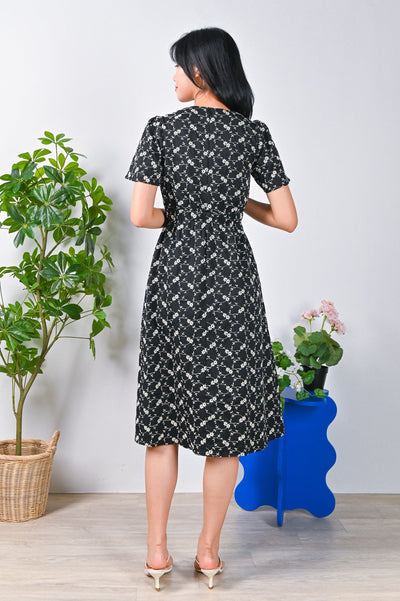 All Would Envy Dresses TUULI EMBROIDERY SLEEVED DRESS IN BLACK