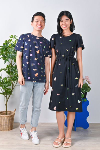 All Would Envy Dresses UNIVERSE EMBROIDERY SLEEVED MIDI DRESS