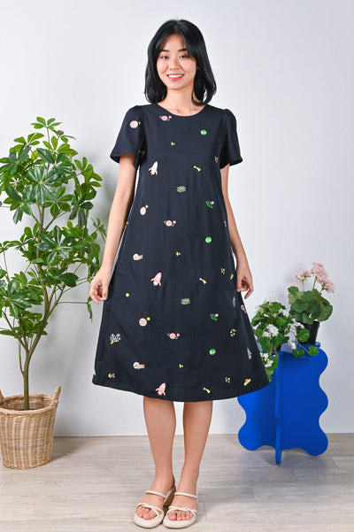 All Would Envy Dresses UNIVERSE EMBROIDERY SLEEVED MIDI DRESS