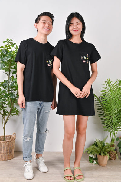 All Would Envy Dresses UNIVERSE EMBROIDERY TEE DRESS IN BLACK
