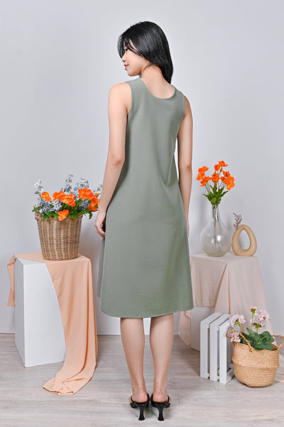 All Would Envy Dresses ZINNIA PLEAT-BACK DRESS IN SAGE GREEN