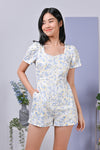 All Would Envy One Piece CASSIE EMBOSSED FLORAL ROMPER IN BLUE