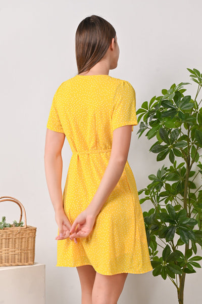 All Would Envy One Piece CHERYL WRAP DRESS IN YELLOW POLKA
