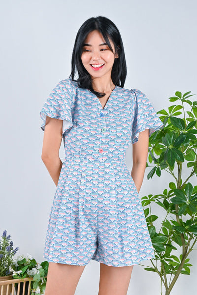 All Would Envy One Piece GAWA PERIWINKLE BUTTON ROMPER