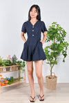All Would Envy One Piece OMENA NAVY SLEEVED BUTTON ROMPER