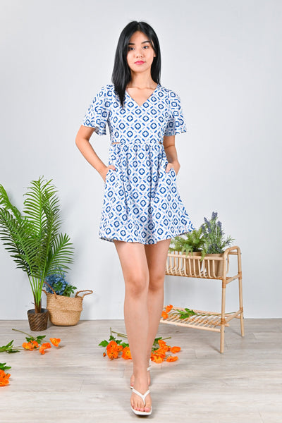 All Would Envy One Piece PORTO TILES CUT-OUT DRESS-ROMPER