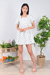 All Would Envy One Piece VESA EMBROIDERY DRESS-ROMPER IN WHITE